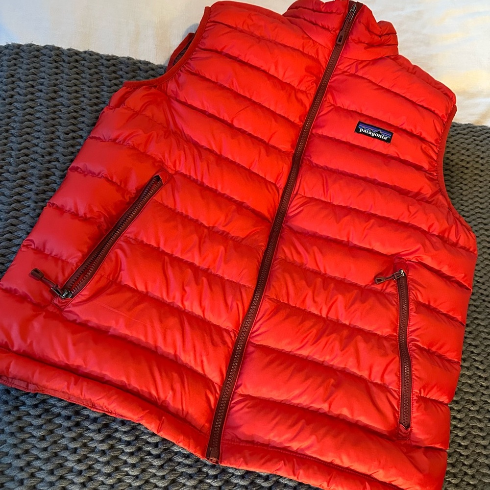 Orange Patagonia Down Sweater Vest men’s M